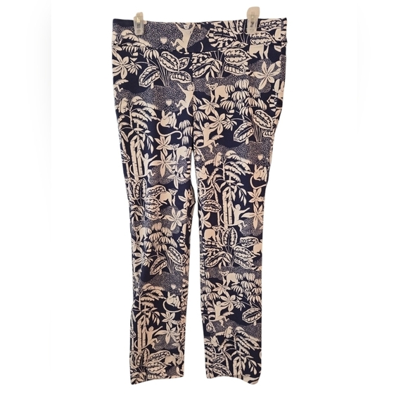 J. McLaughlin MONKEY-TROPICAL PRINT STRETCH PULL-ON PANTS. ANKLE LENGTH. SIZE 12 - Picture 1 of 8